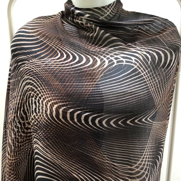 SCARF-55% MODAL, 45% COTTON, BROWN & CREAM - Picture 2 of 6